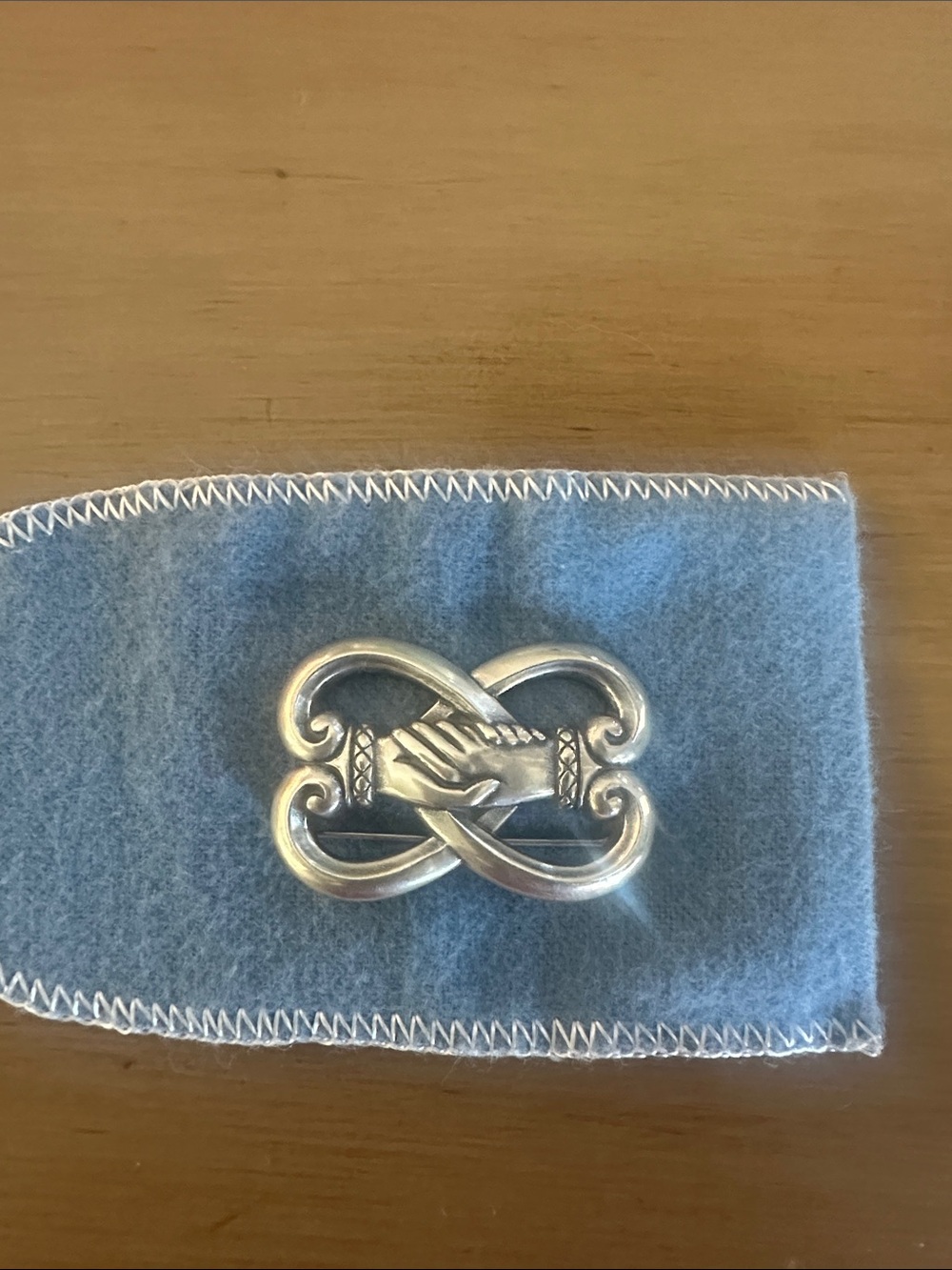 James Avery Silver Interlocking Hands Brooch